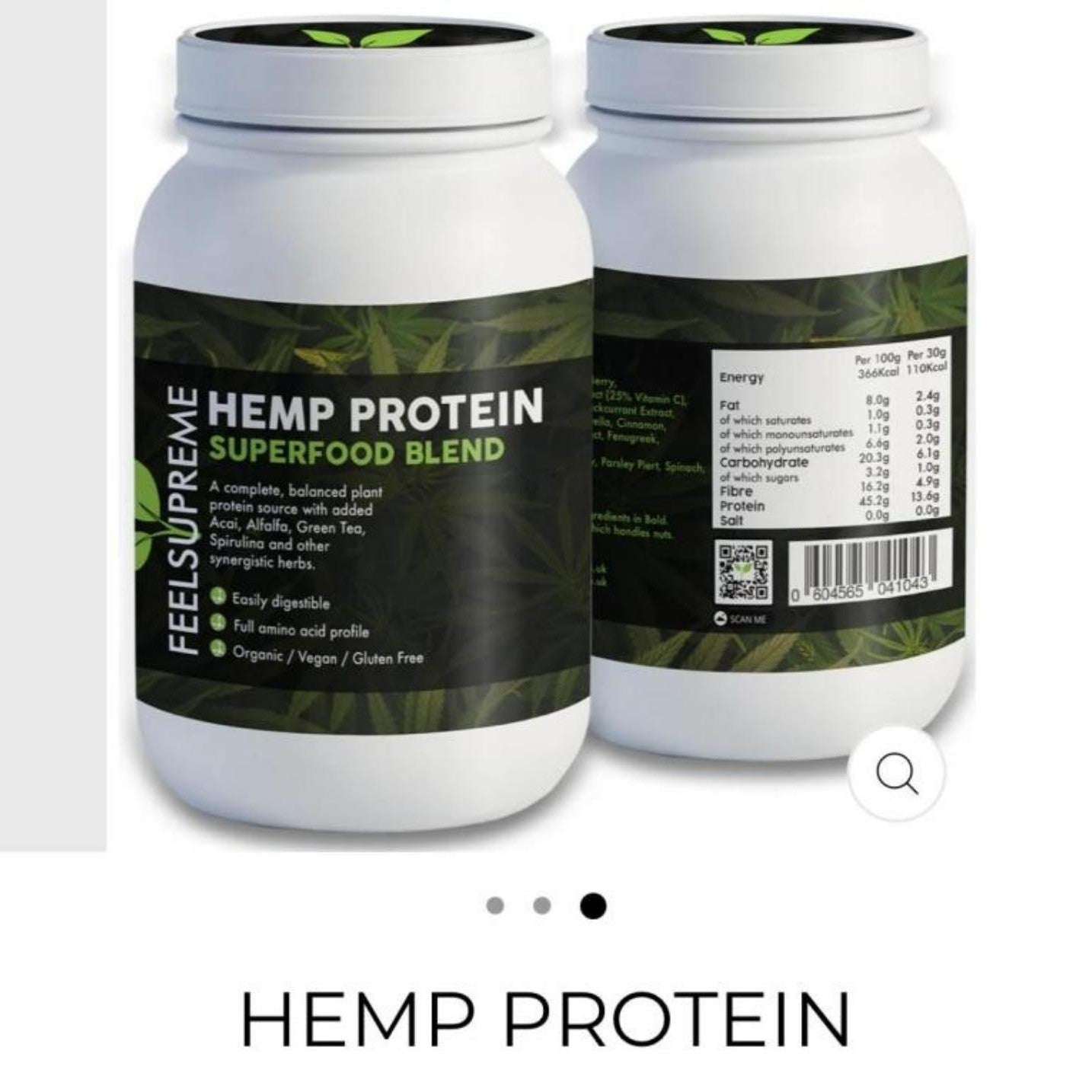 Hemp Protein Powder Complete Plant-Based Protein with Acai, Alfalfa, Green Tea & Spirulina & Fenugreek