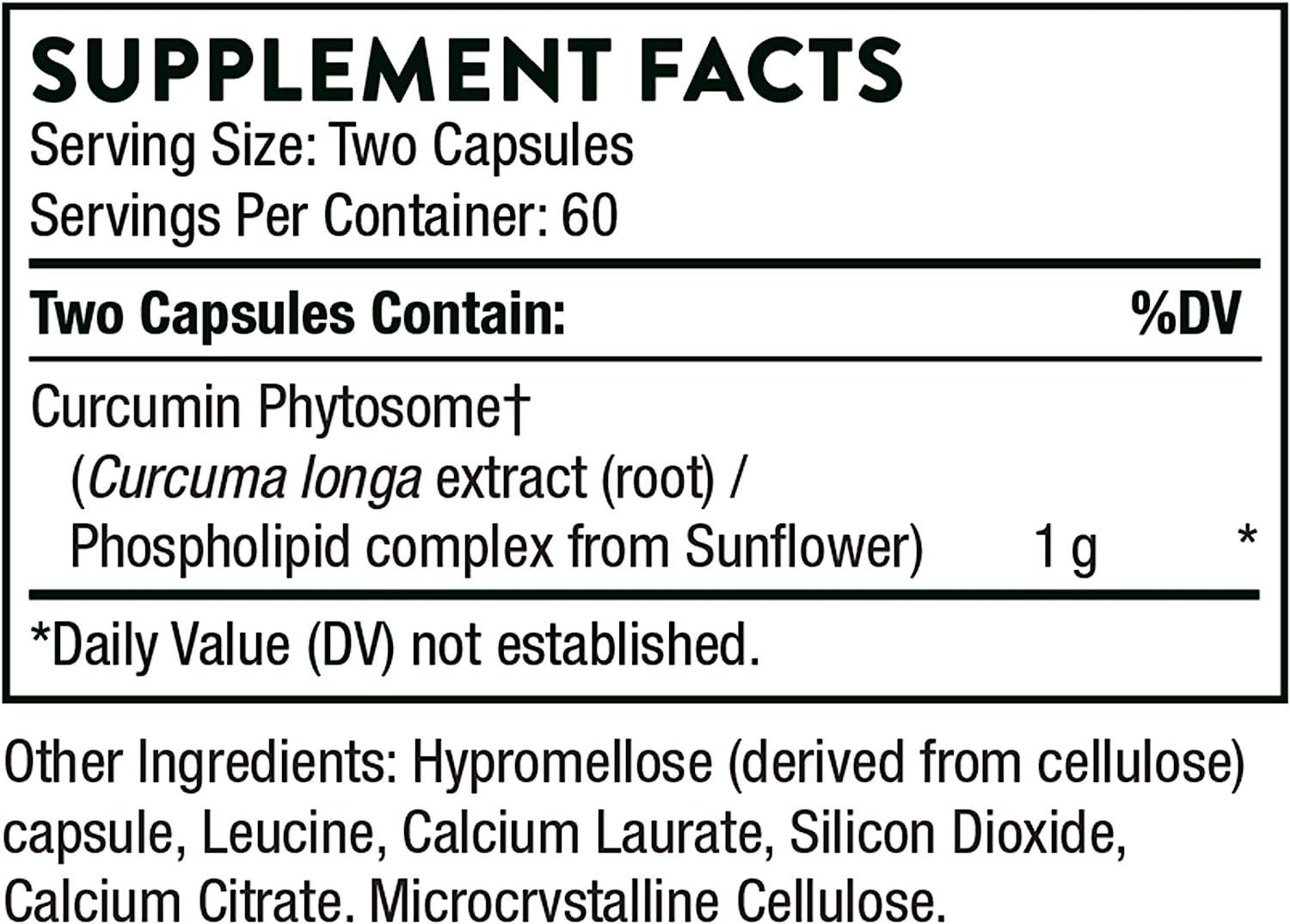 Thorne Curcumin Turmeric Phytosome 1000 mg Natural Anti-Inflammatory & Join Support