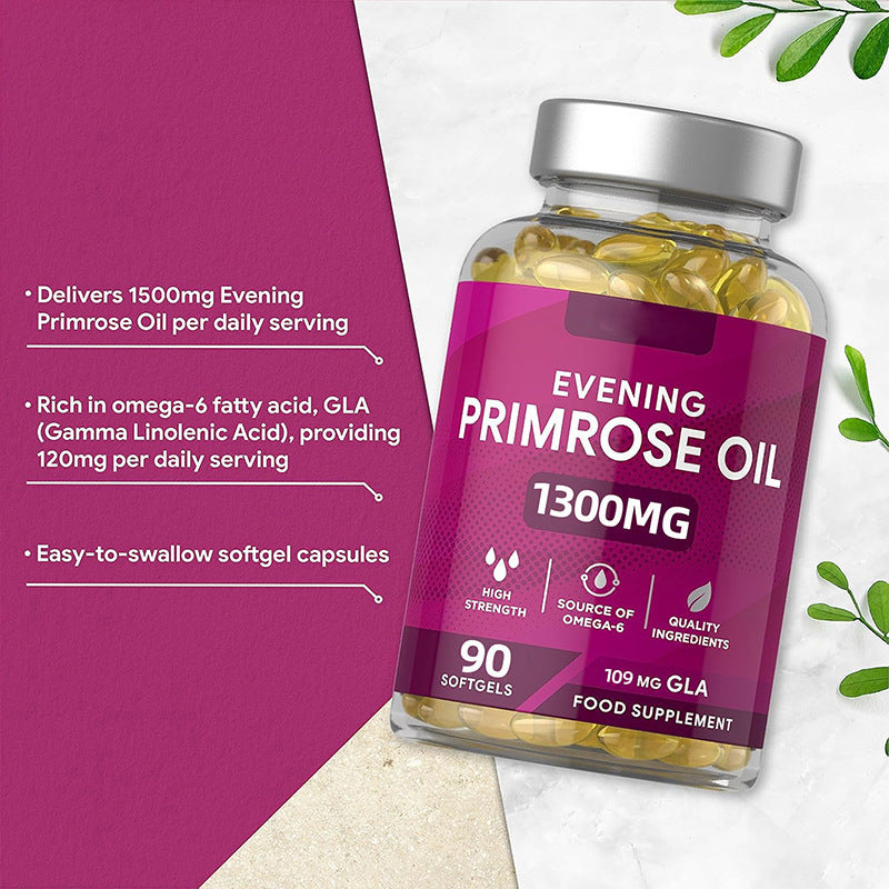 Evening Primrose Oil Capsules 1300 mg Hormonal Balance &amp; Skin Support