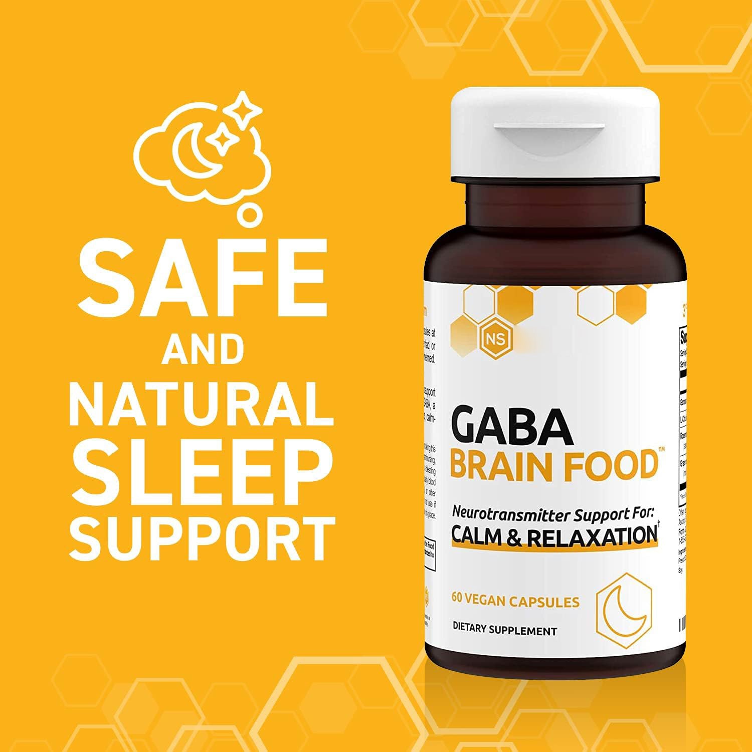 Gaba 60 Brain Herbal Food Neurotransmitter Support for Calm & Relaxation