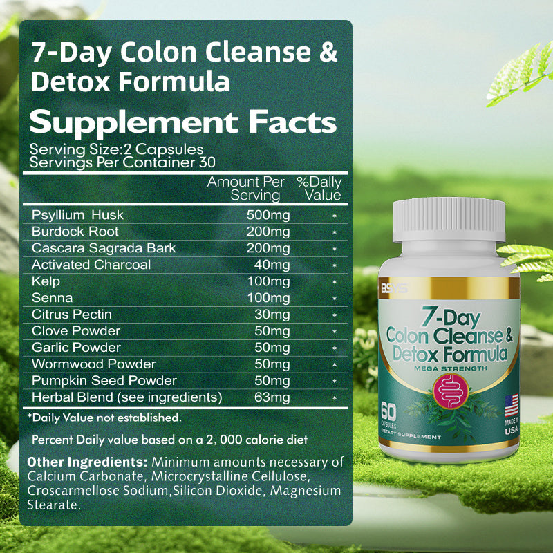 7 Day Colon Cleanse Formula Detox &amp; Digestive Health Support