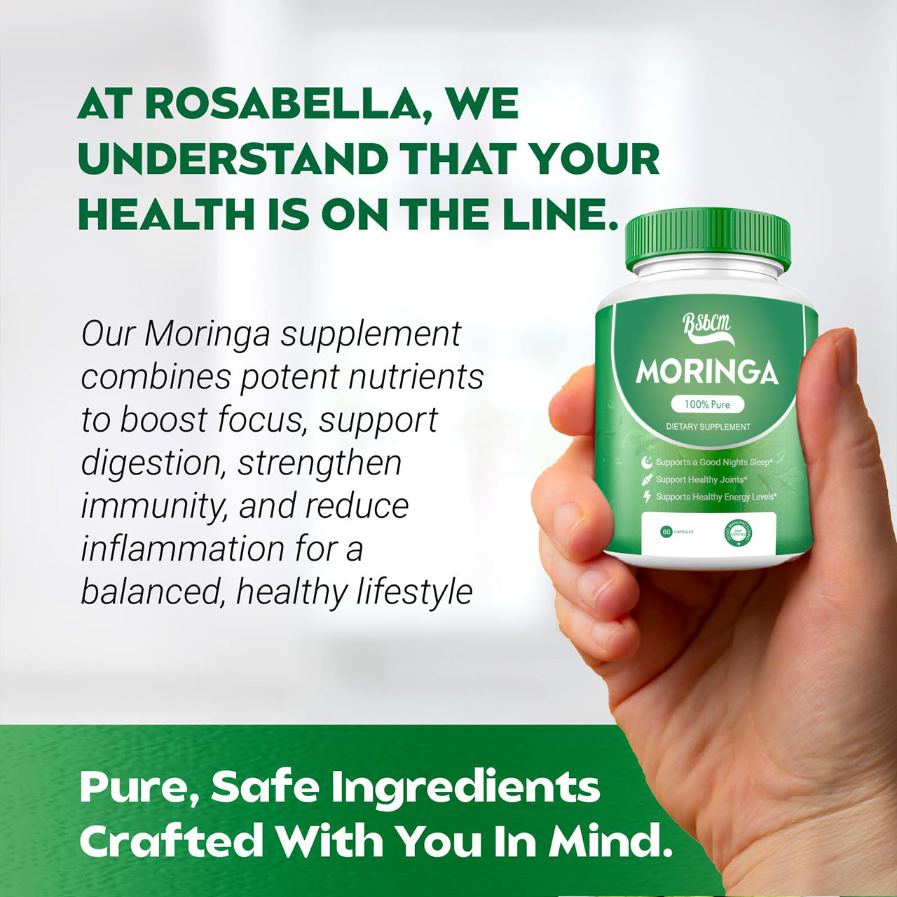 Pure Moringa Powder 60 Capsules Of Nutrient-Rich Moringa