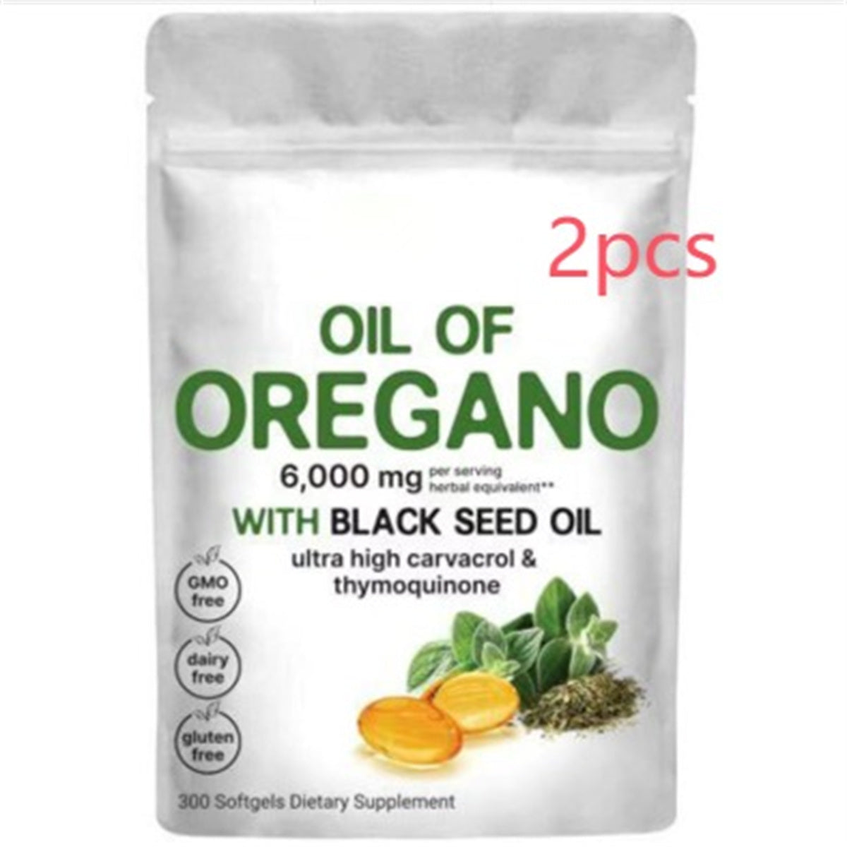 Oregano Soft Capsules 6000 mg with Black Seed Oil 300 tablets