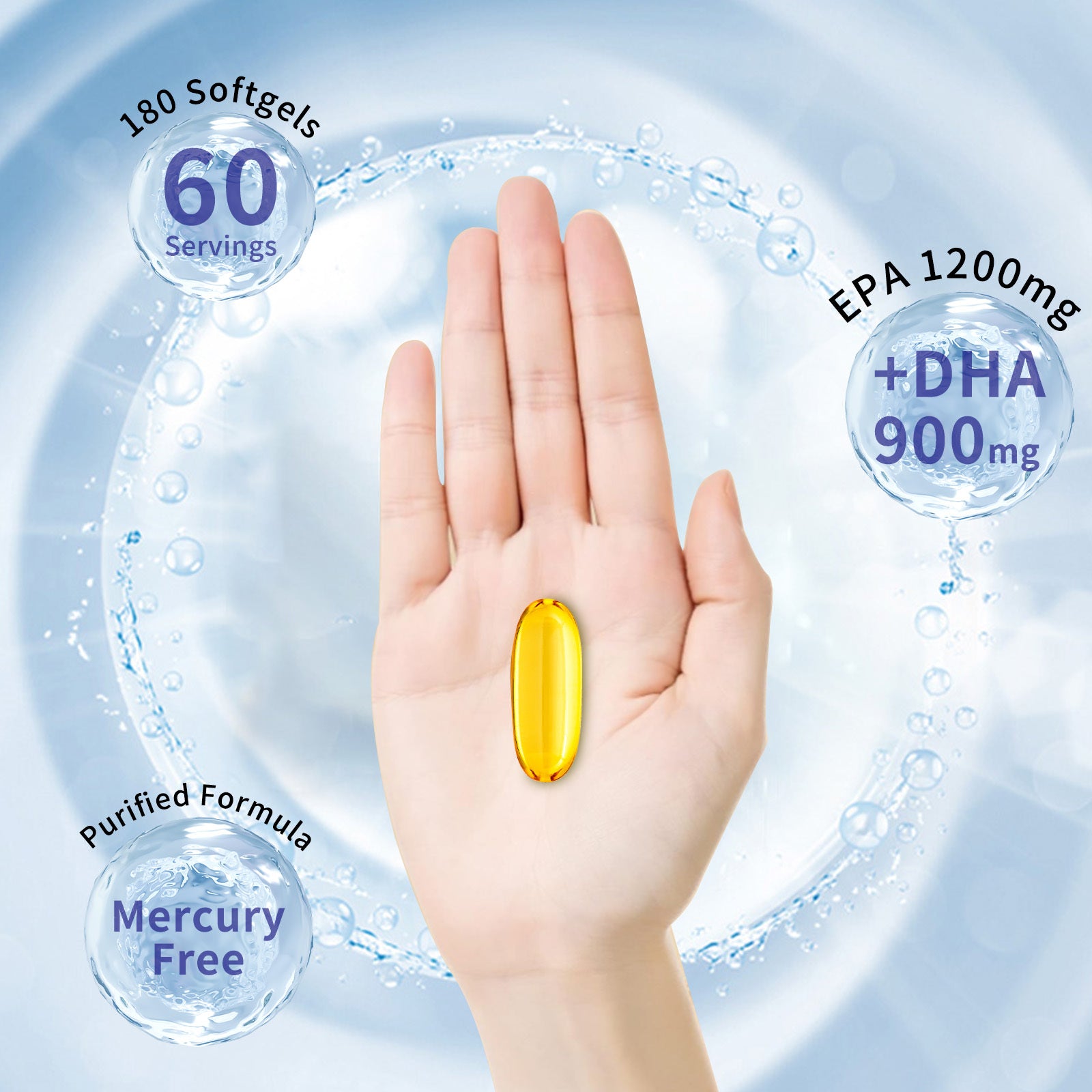 Pure Deep Sea Fish Oil Omega-3 for Heart, Brain & Joint Health