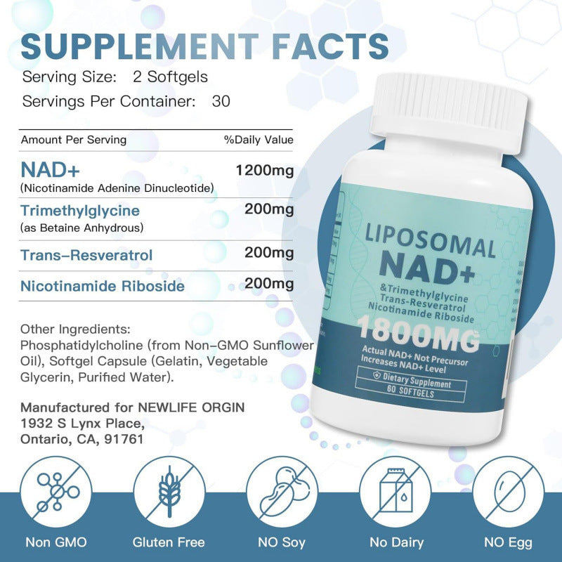 Liposomal NAD+ Resveratrol 1800 mg