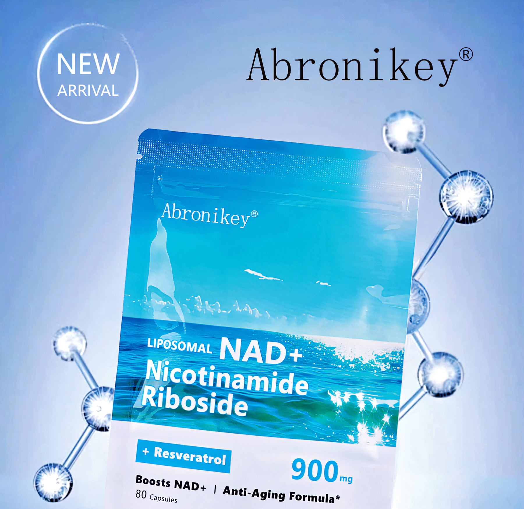 Abronikey NAD+ Supplement with Liposomal Nicotinamide Riboside & Resveratrol & Quercetin