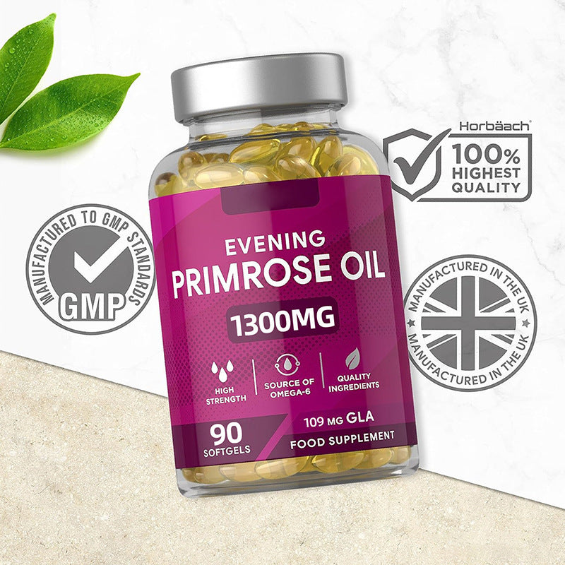 Evening Primrose Oil Capsules 1300 mg Hormonal Balance &amp; Skin Support