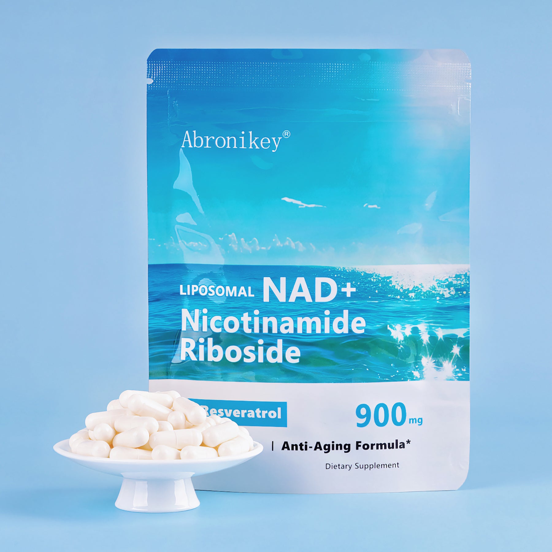 Abronikey NAD+ Supplement with Liposomal Nicotinamide Riboside & Resveratrol & Quercetin