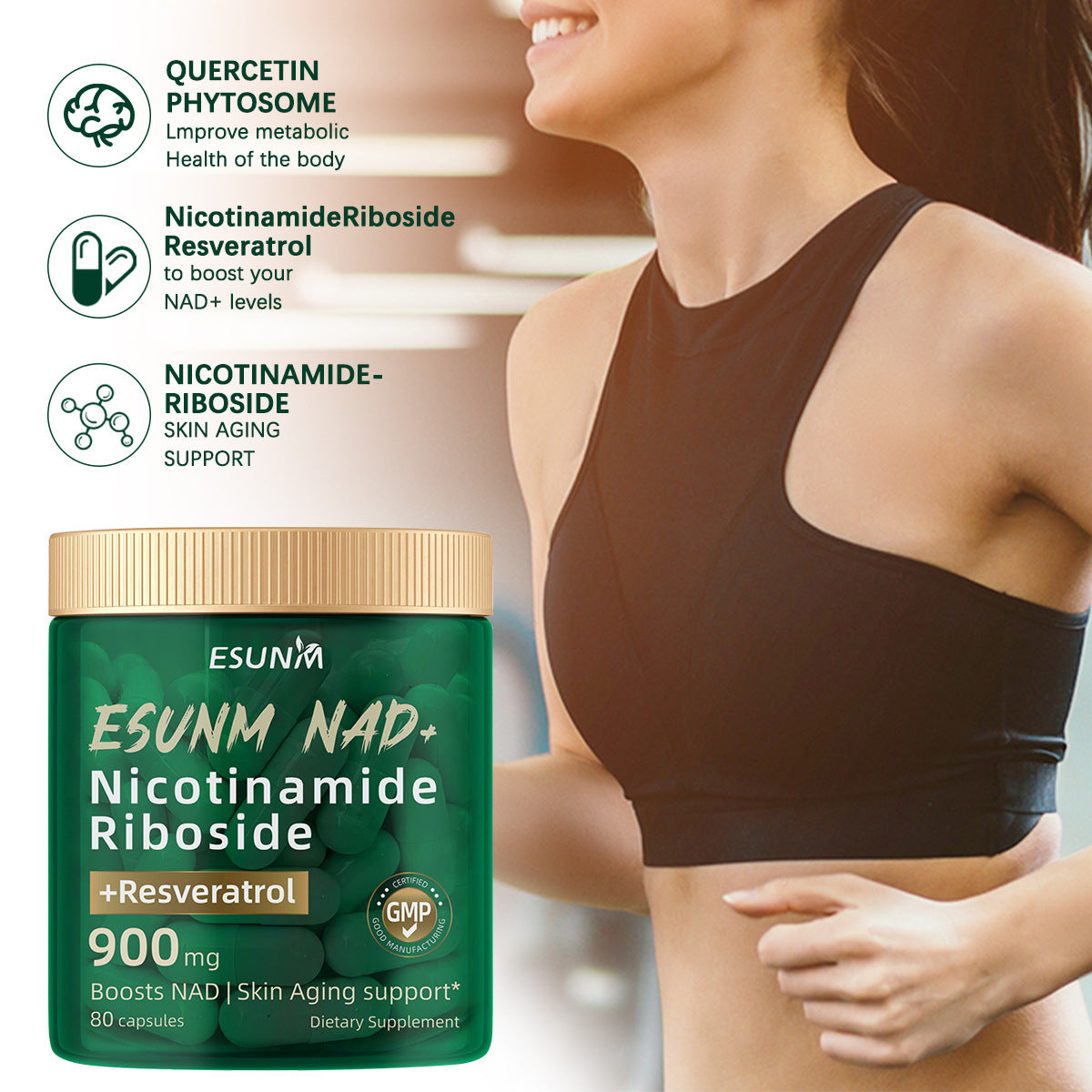 NAD 900 mg Nicotinamide Riboside Nucleosides 90 Capsules