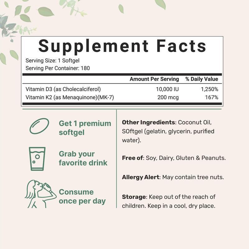 Vitamin D3 10,000 IU & K2 200 mcg