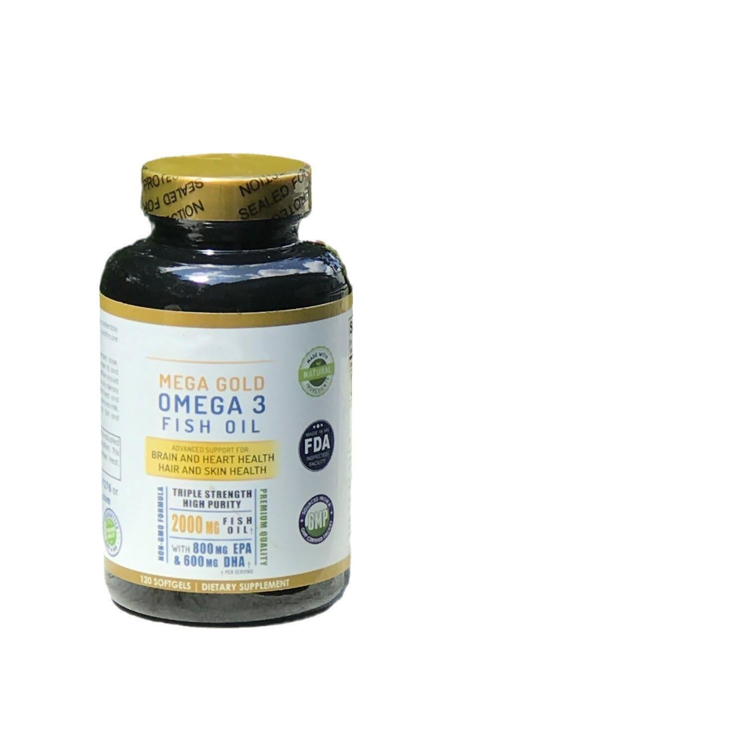 Mega Gold Omega 3 Fish Oil Triple Strength 2000 mg 120 Soft Gels