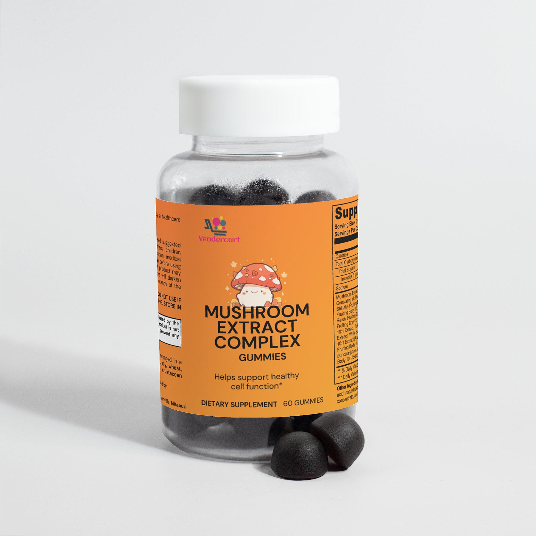 Raspberry Mushroom 60 Gummies Brain, Immunity & Energy Boost