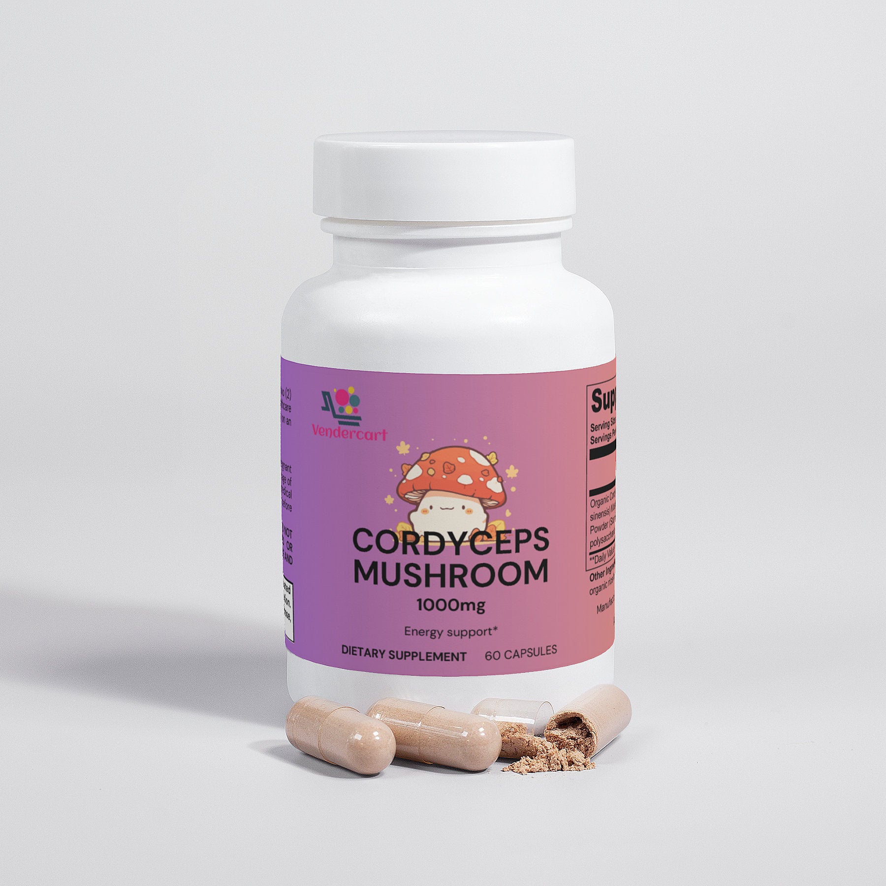 Premium Cordyceps Mushroom 1000 mg Immune Boost, Energy &amp; Recovery Support