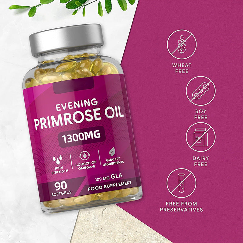 Evening Primrose Oil Capsules 1300 mg Hormonal Balance & Skin Support