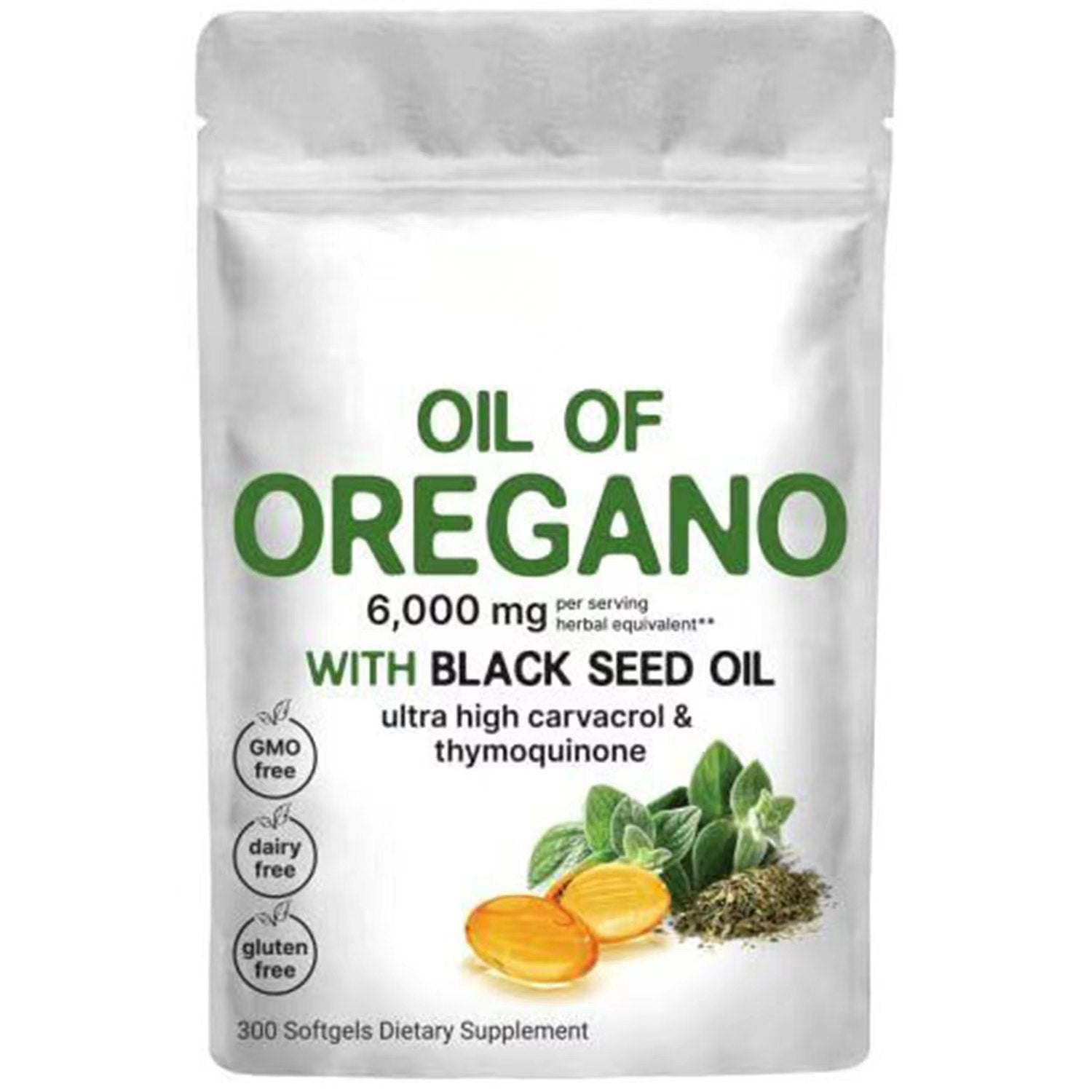 Oregano Soft Capsules 6000 mg with Black Seed Oil 300 tablets