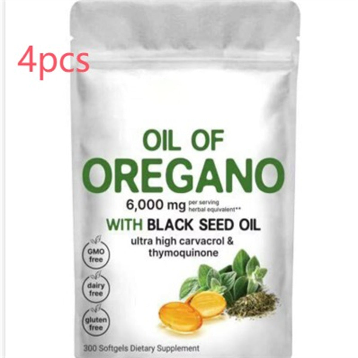 Oregano Soft Capsules 6000 mg with Black Seed Oil 300 tablets