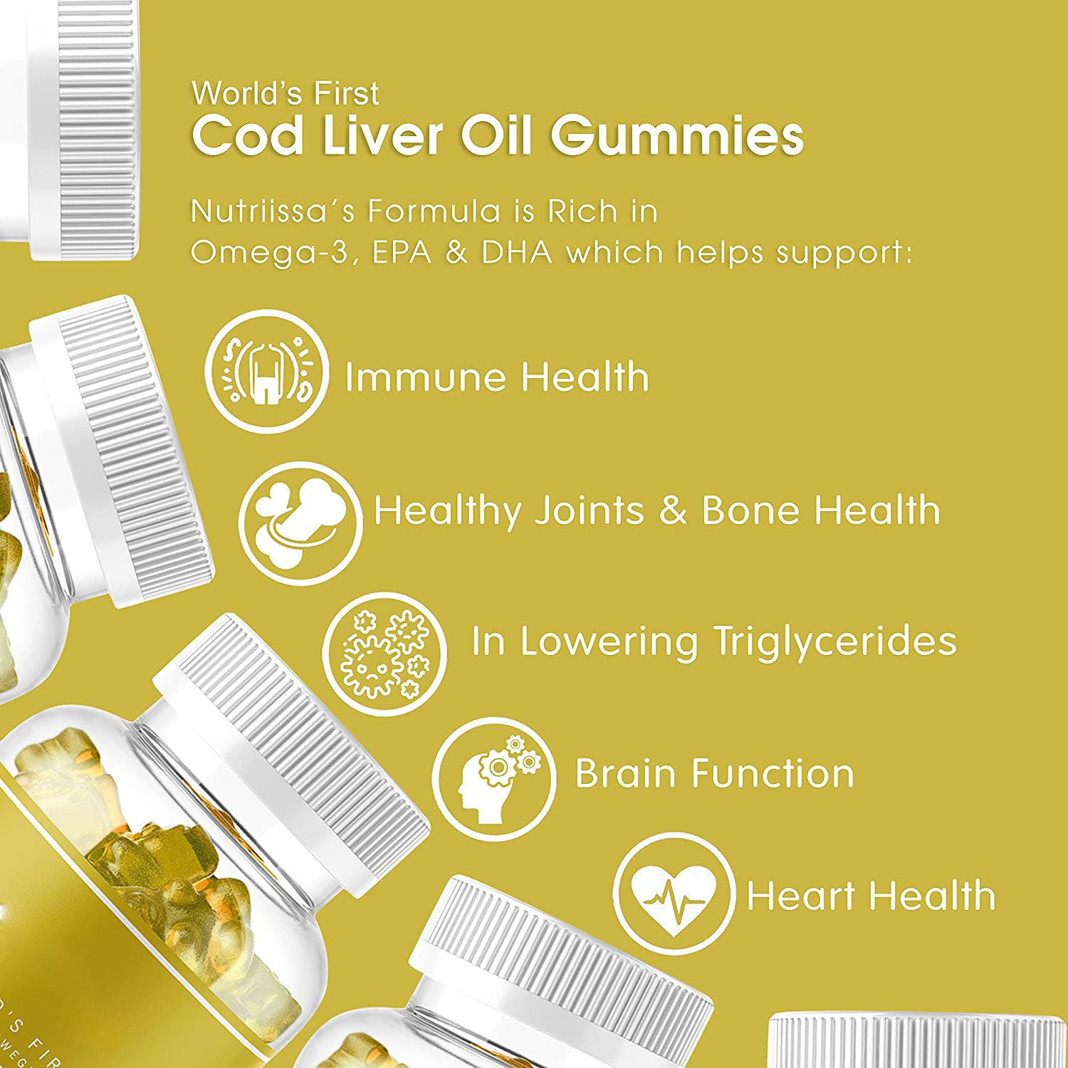 Cod Liver Oil 1200 mg Soft Gummies Immune & Brain Health