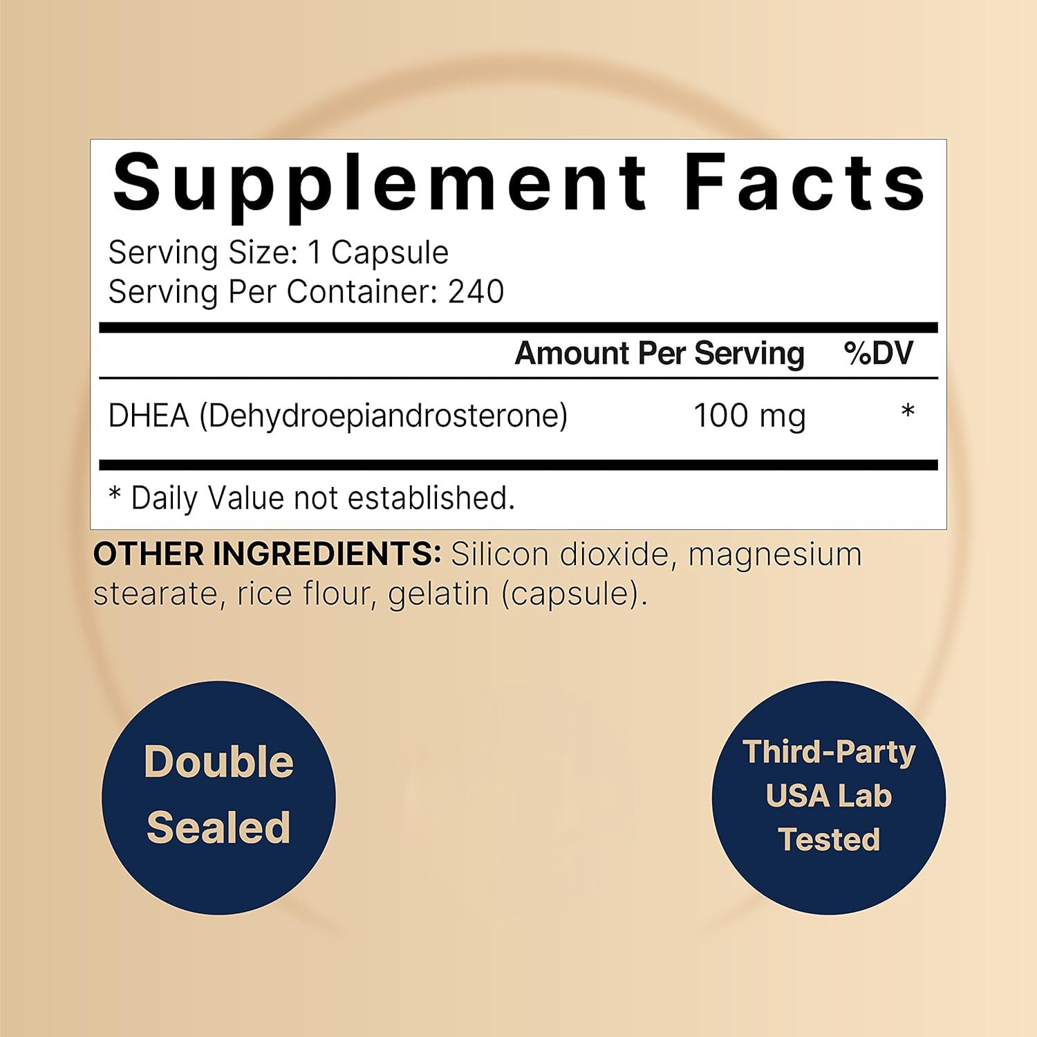 DHEA 100 mg Hormonal Balance & Energy & Anti-Aging Support 240 Capsules