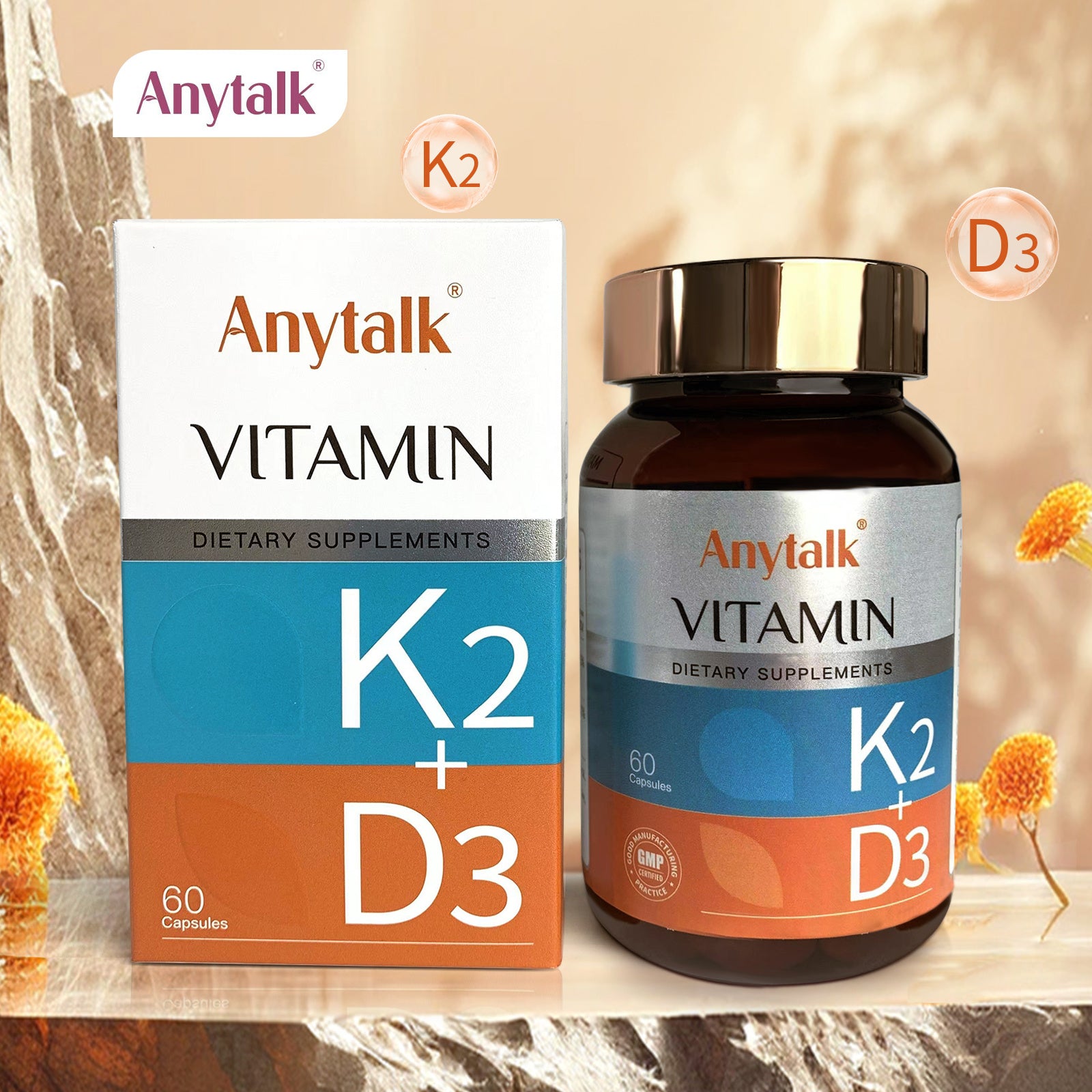 Vitamin D3 + K2 Capsules Essential Support for Strong Bones & Heart Health