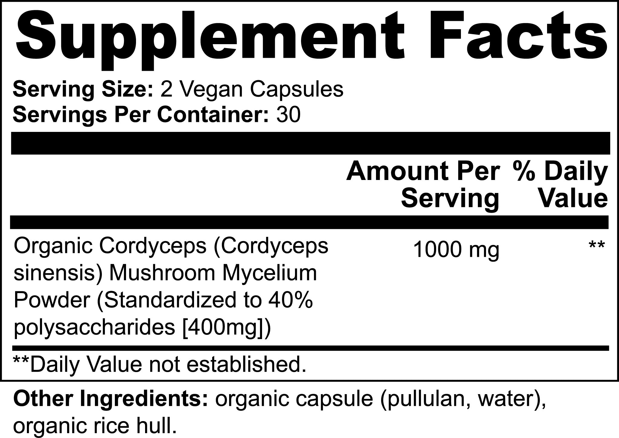 Premium Cordyceps Mushroom 1000 mg Immune Boost, Energy & Recovery Support