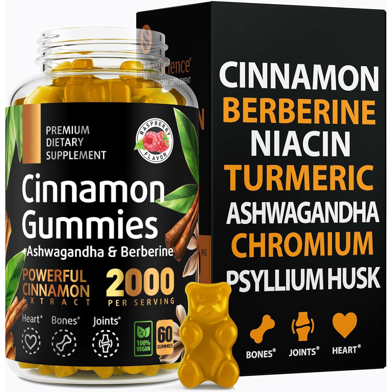 Cinnamon Herbal Gummies 2000 mg with Ashwagandha & Niacin & Turmeric