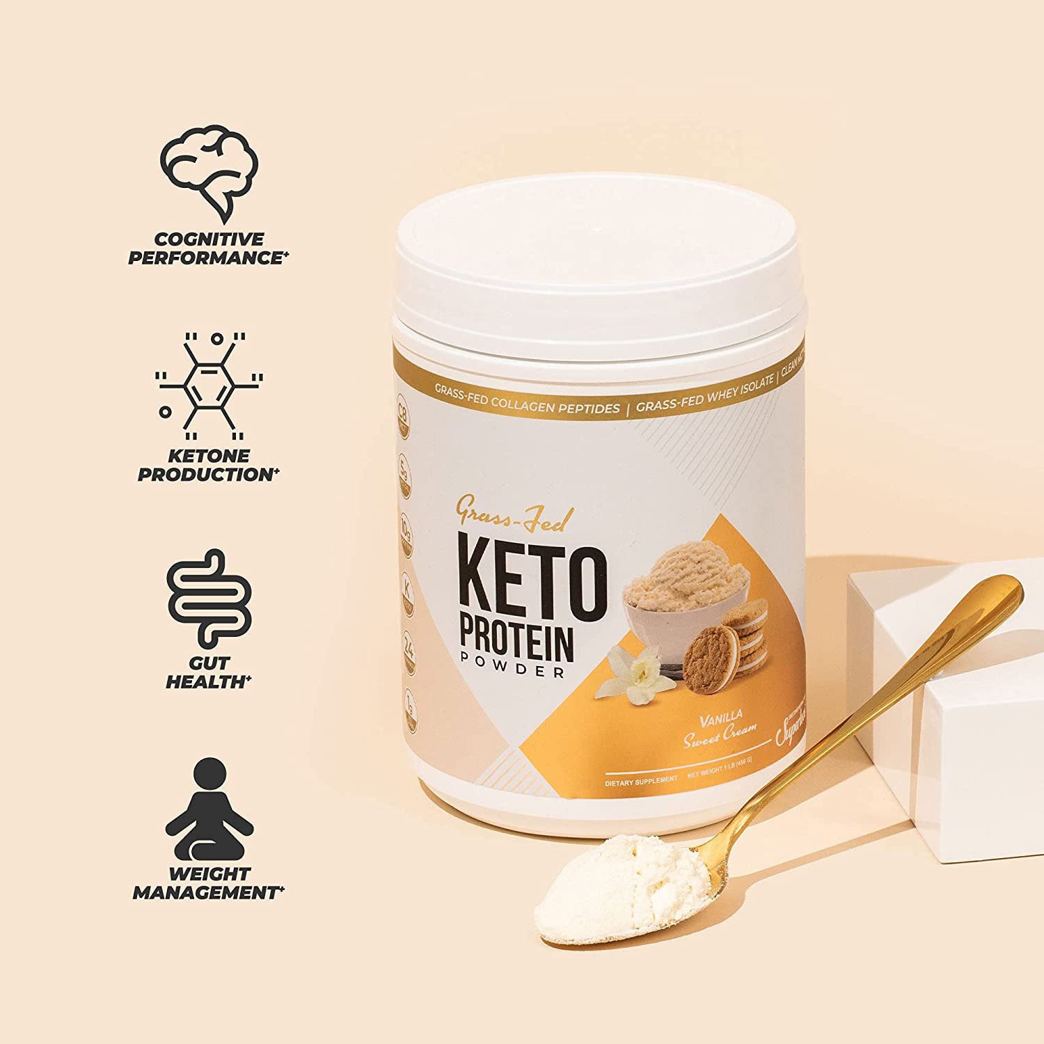 Pure Grass-Fed Keto Protein Powder with Collagen & MCT Oil Powder