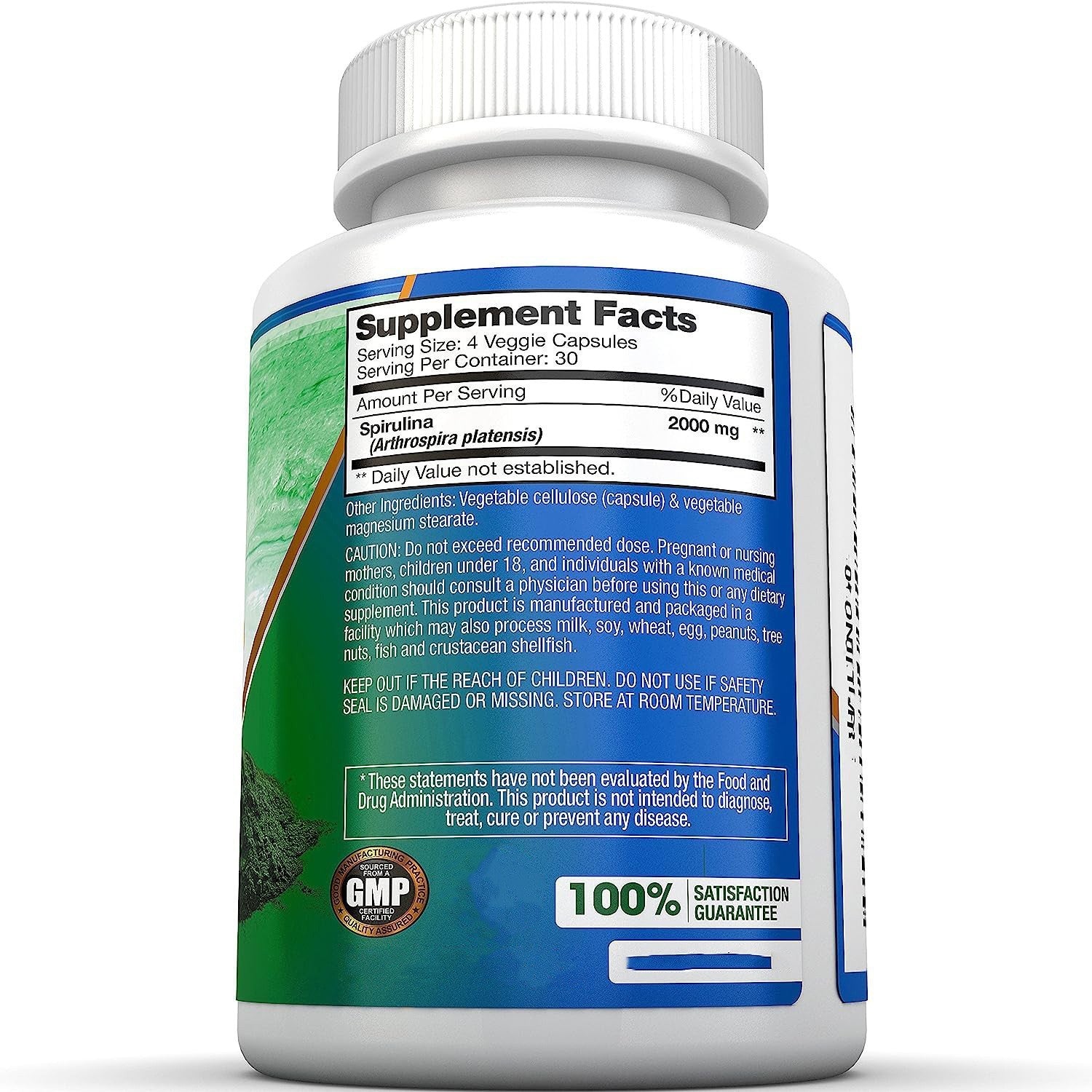 Spirulina Capsules Pure Superfood Nutrition 120 Caps